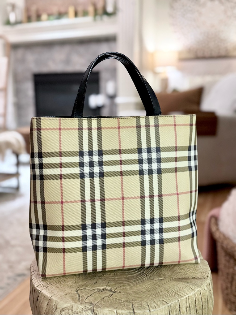 Burberry London Nova Check Tote Bag.